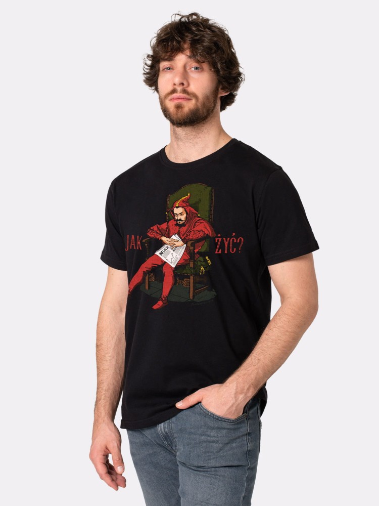 STAŃCZYK / JAK ŻYĆ? / koszulka męska / czarna 