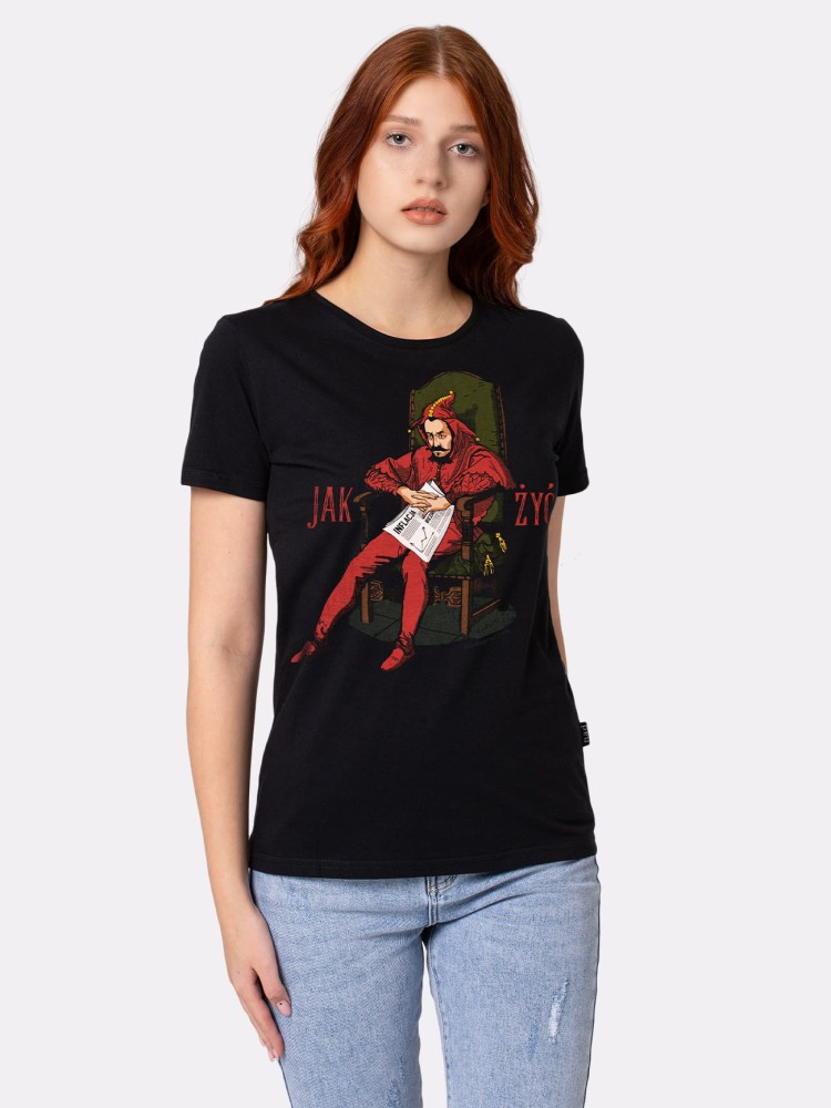 STAŃCZYK / JAK ŻYĆ? / koszulka damska / czarna 