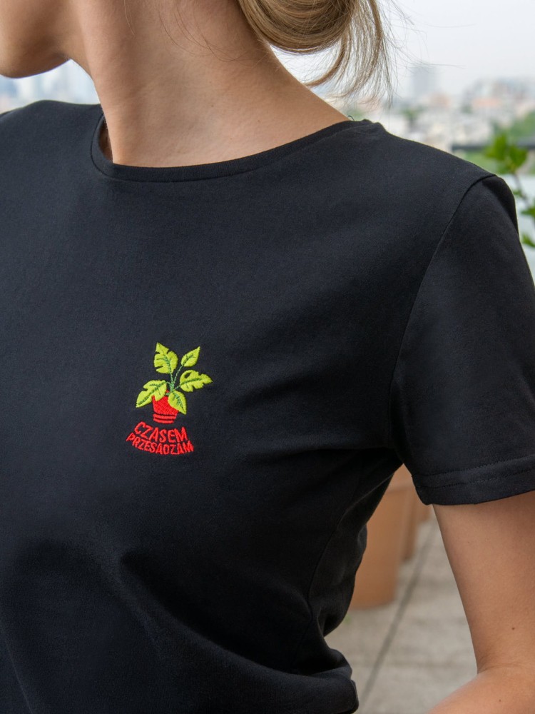 CZASEM PRZESADZAM/ koszulka damska / czarna