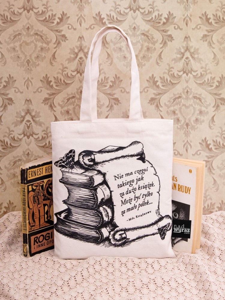 ZA DUŻO KSIĄŻEK / torba na książki bawełniana / ecru