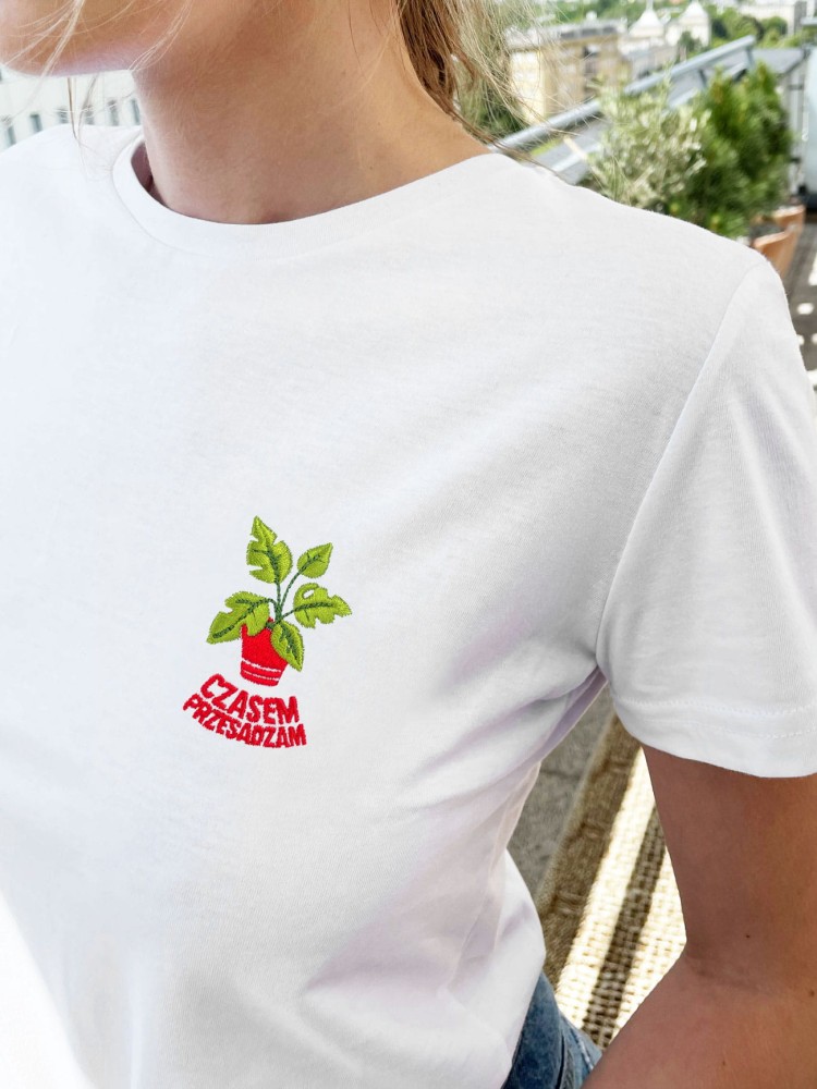 CZASEM PRZESADZAM/ koszulka damska / biała