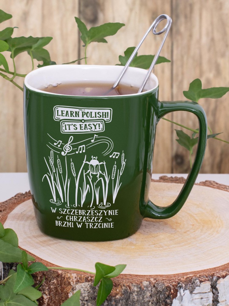 CHRZĄSZCZ BRZMI W TRZCINIE / kubek zielony z uchem 