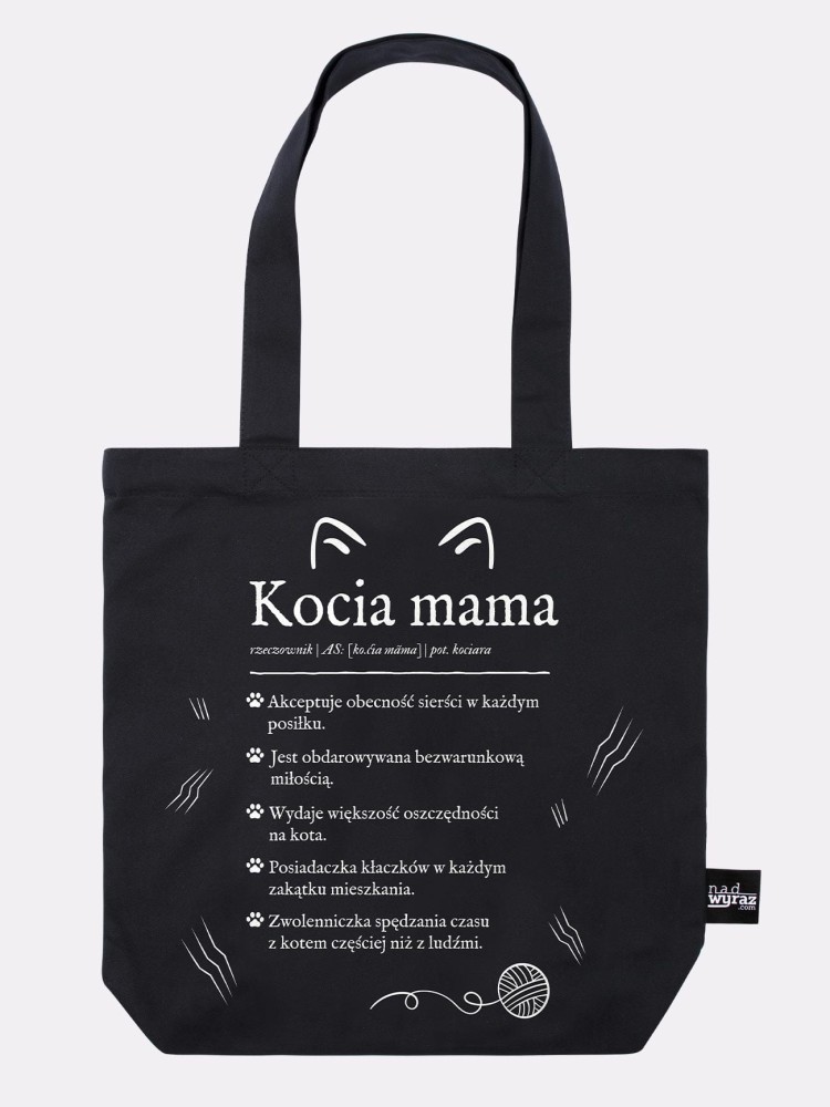 KOCIA MAMA / torba bawełniana / czarna 