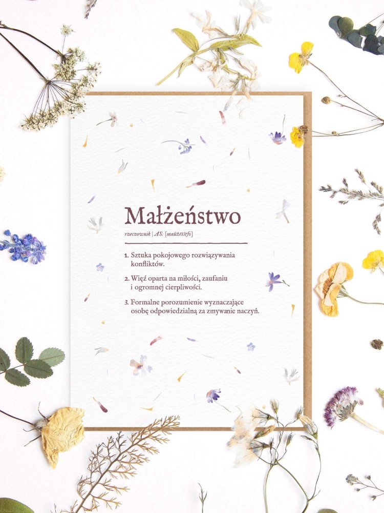 DEFINICJA MAŁŻEŃSTWA / kartka ślubna