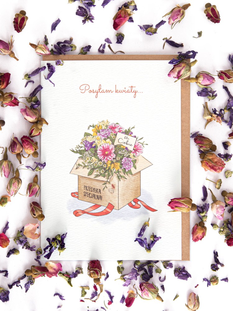 POSYŁAM KWIATY / Adam Asnyk / uniwersalna kartka okolicznościowa