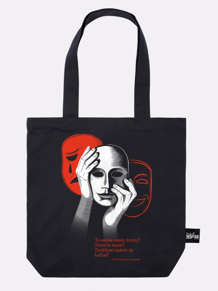 ZRZUĆCIE MASKI / WITOLD GOMBROWICZ / torba bawełniana / czarna