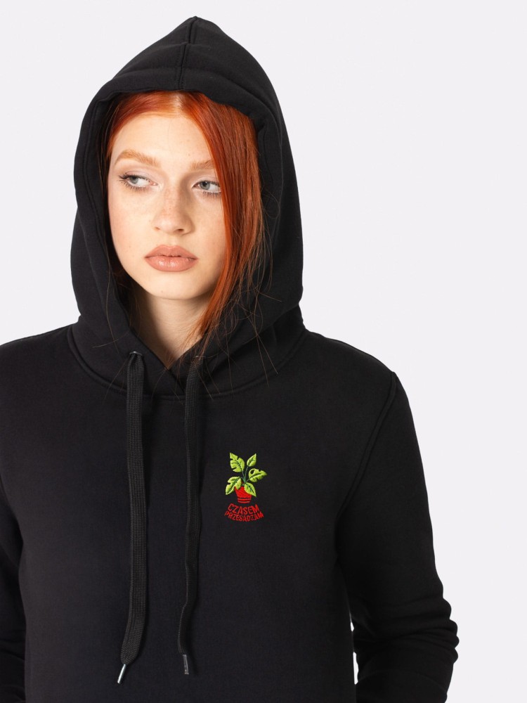 CZASEM PRZESADZAM / bluza z kapturem damska / czarna