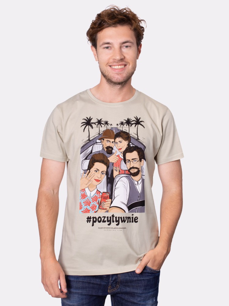POZYTYWNIE / koszulka męska / jasny beż