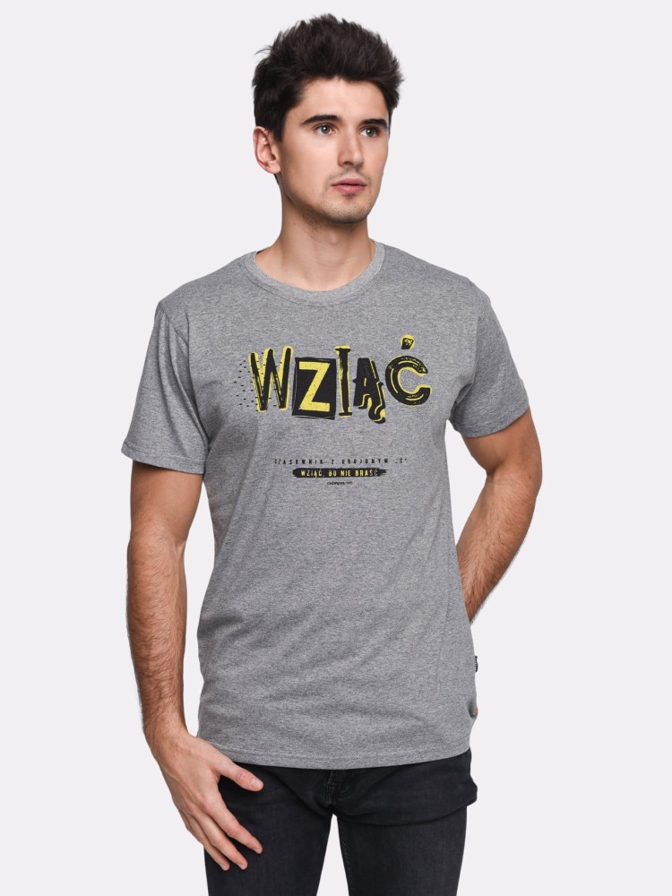 WZIĄĆ / koszulka męska / szary melanż