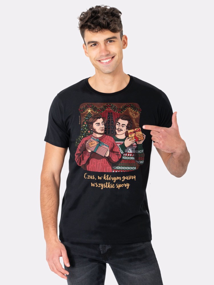 ŚWIĘTA U POETÓW / koszulka świąteczna męska / czarna
