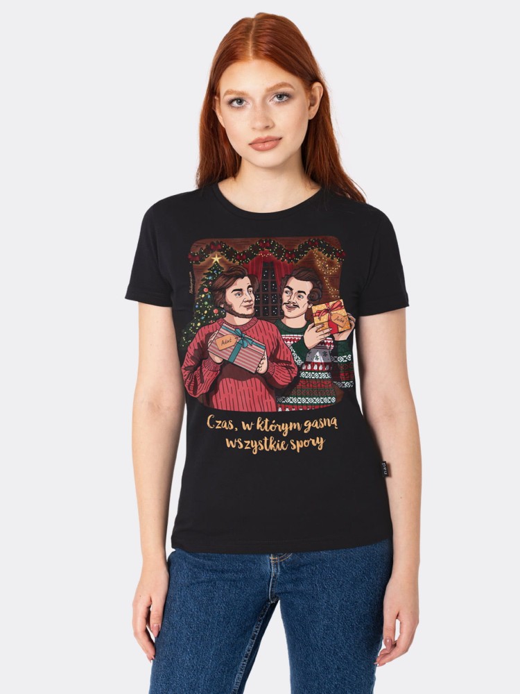 ŚWIĘTA U POETÓW / koszulka świąteczna damska / czarna 