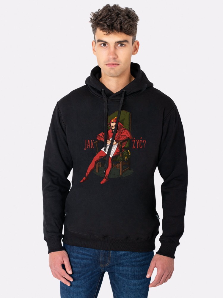 STAŃCZYK / JAK ŻYĆ? / bluza z kapturem męska / czarna