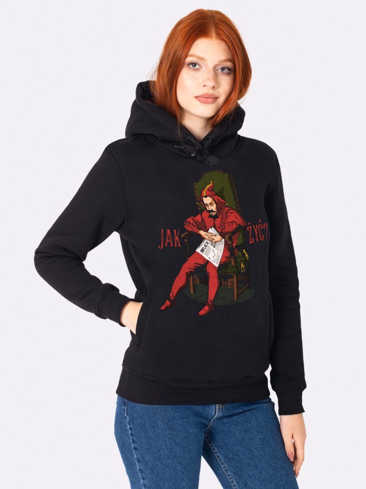 STAŃCZYK / JAK ŻYĆ? / bluza z kapturem damska / czarna