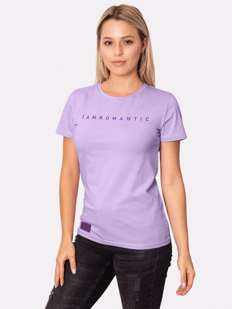 I AM ROMANTIC / JESTEM ROMANTYCZNA / koszulka damska / liliowa