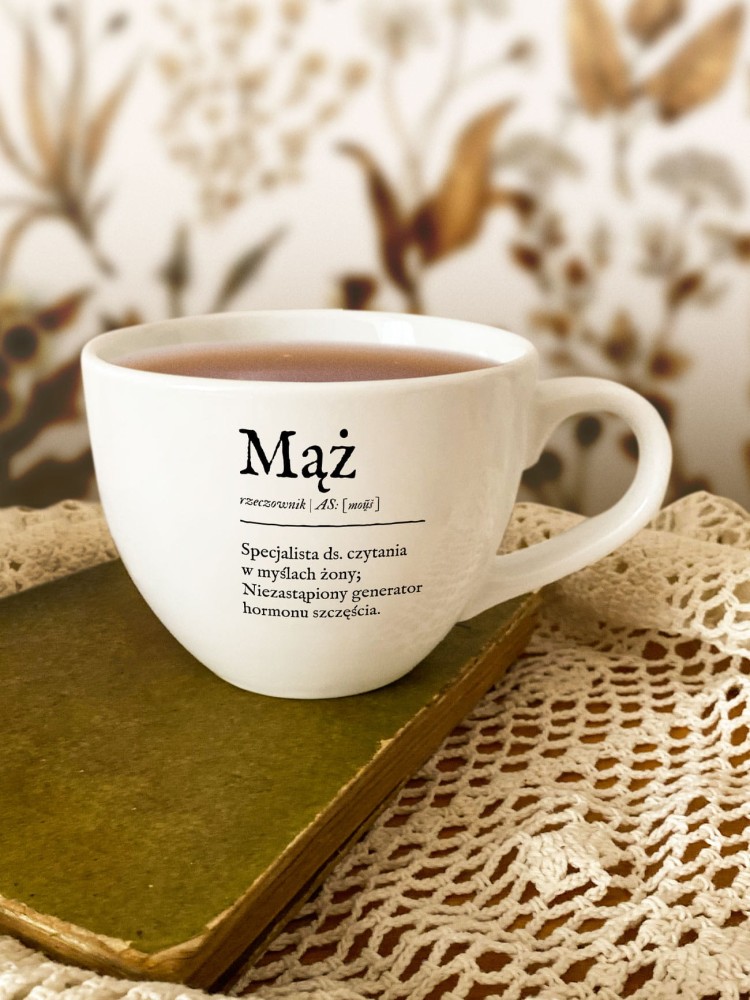 MĄŻ / kubek biały z uchem / 500 ml