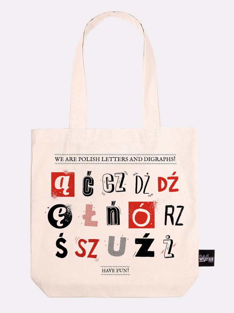 POLSKIE LITERKI / POLISH LETTERS / torba bawełniana / ecru