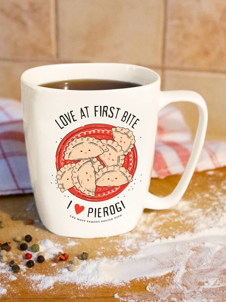 I LOVE PIEROGI / kubek biały z uchem