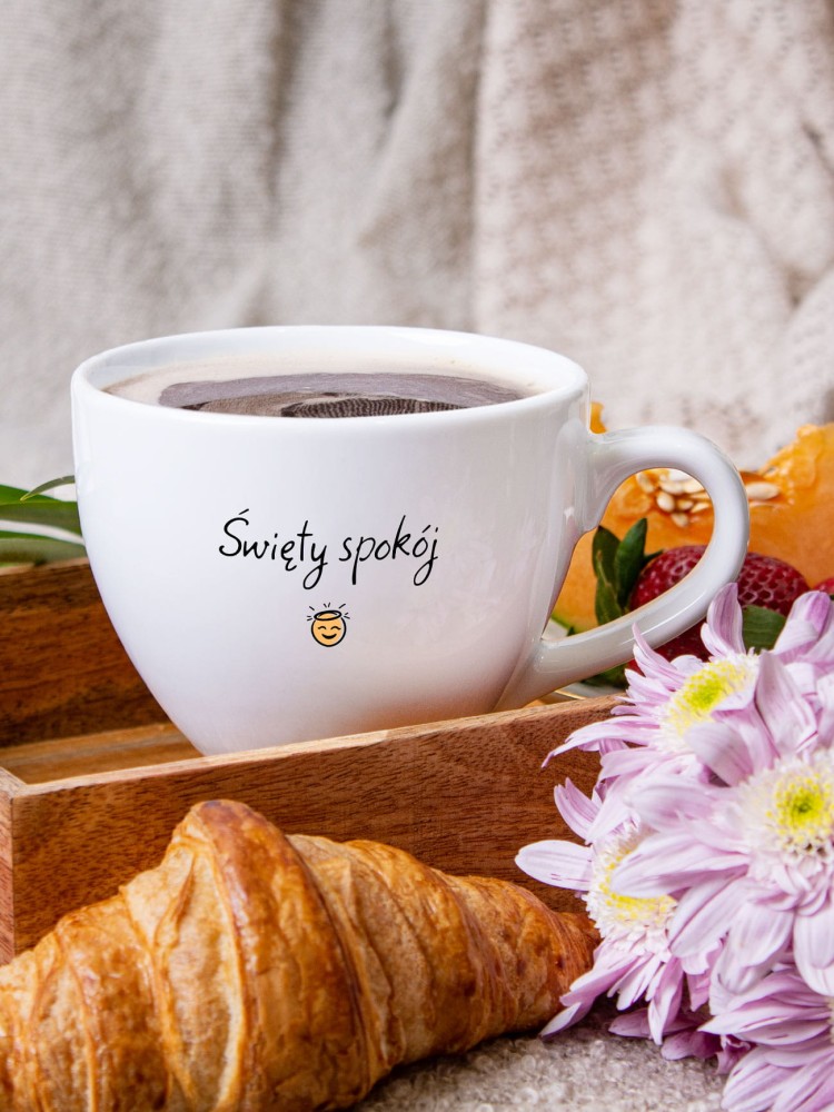 ŚWIĘTY SPOKÓJ / kubek biały z uchem / 500 ml