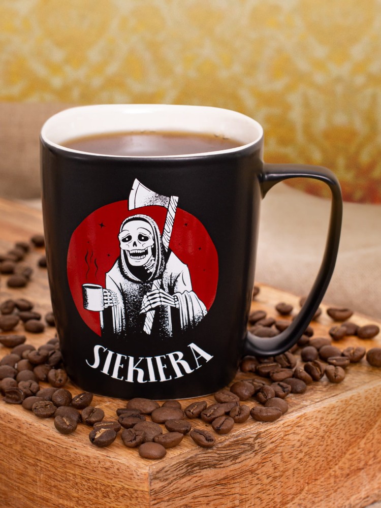 SIEKIERA / kubek czarny z uchem 