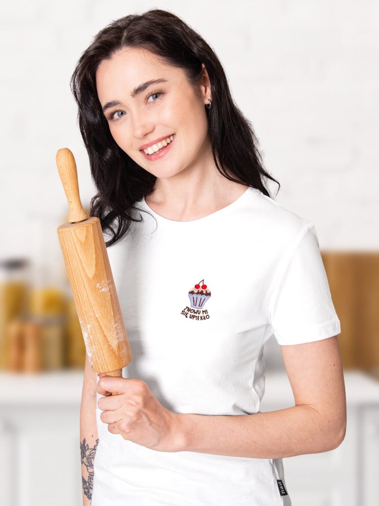 ZNOWU MI SIĘ UPIEKŁO / koszulka damska / biała