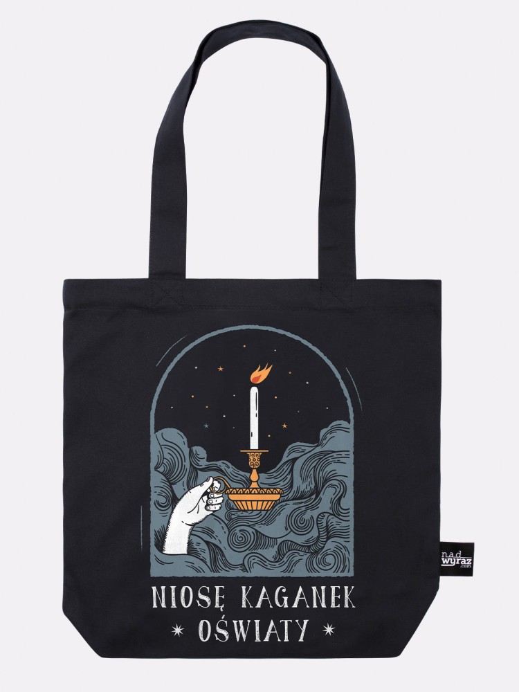 NIOSĘ KAGANEK OŚWIATY / torba bawełniana / czarna