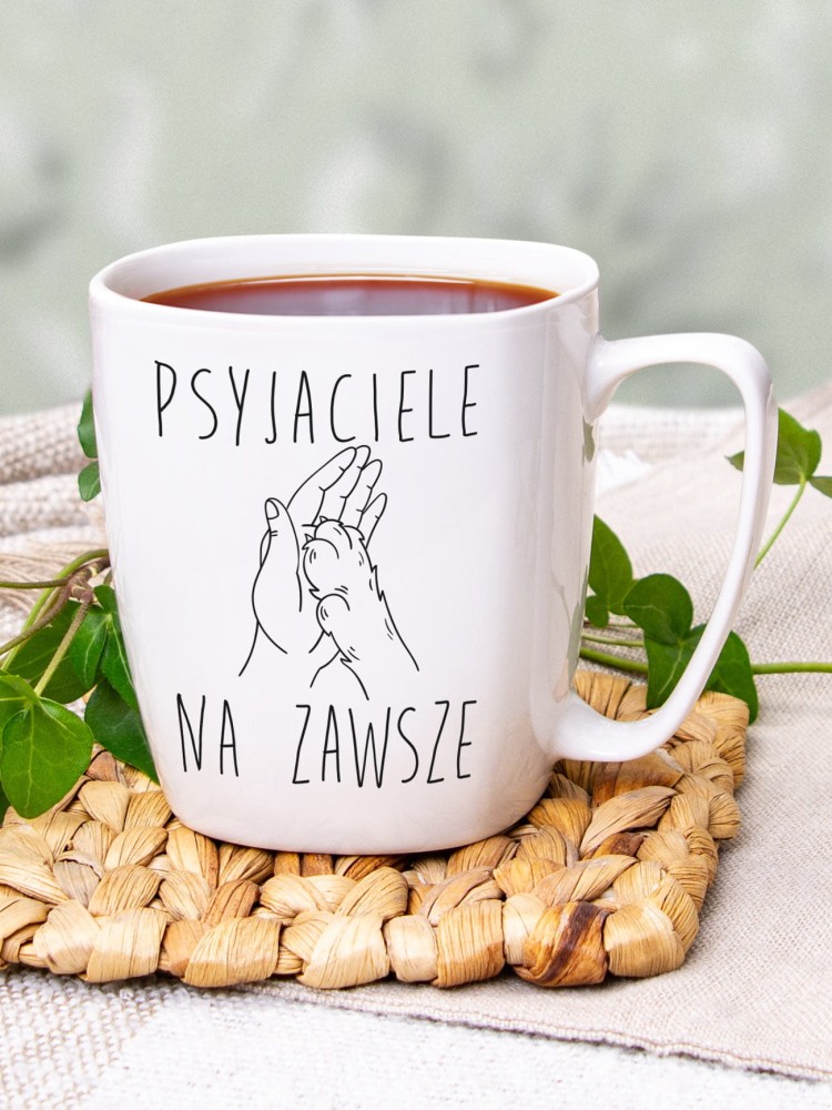 PSYJACIELE NA ZAWSZE / kubek biały z uchem