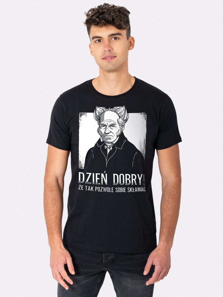 DZIEŃ DOBRY / SCHOPENHAUER / koszulka męska / czarna