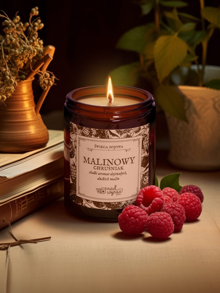 MALINOWY CHRUŚNIAK / świeca sojowa zapachowa