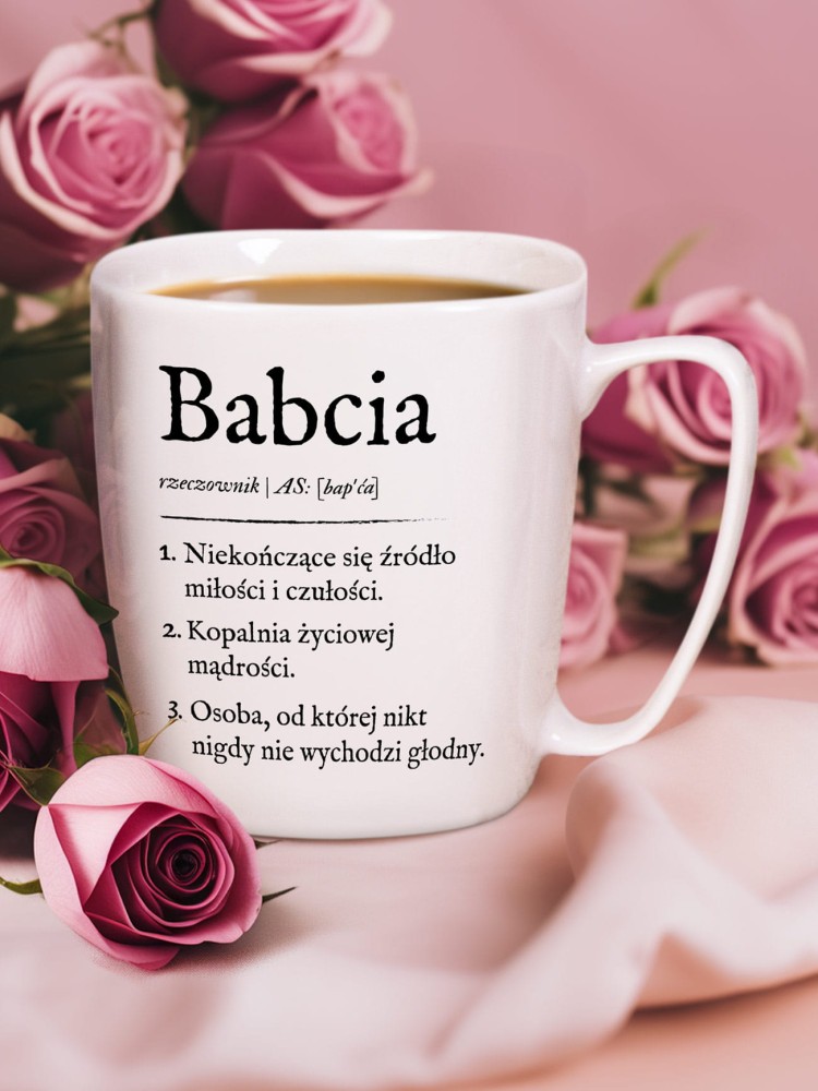 DEFINICJA BABCI / kubek biały z uchem