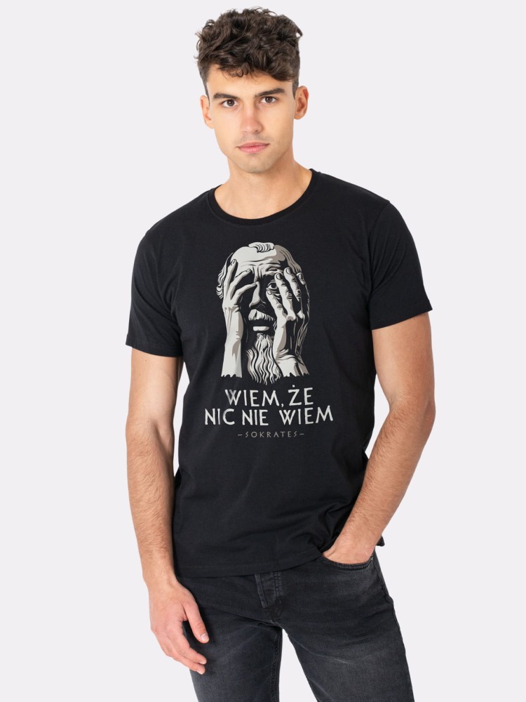WIEM, ŻE NIC NIE WIEM / SOKRATES / koszulka męska / czarna  