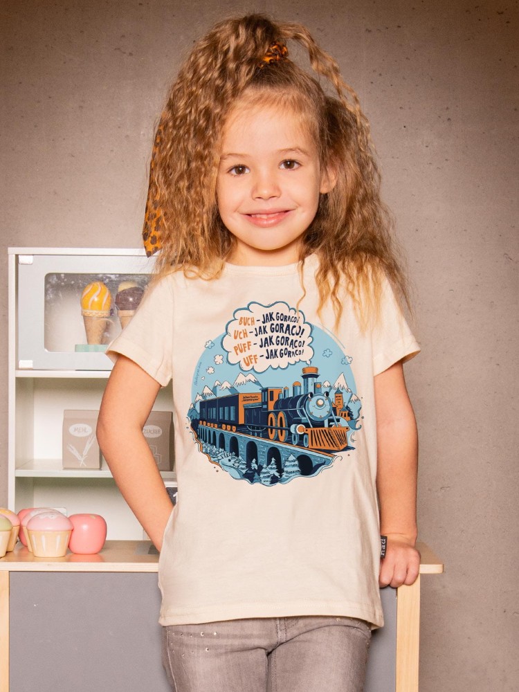 LOKOMOTYWA / Julian Tuwim / koszulka dziecięca / beżowa