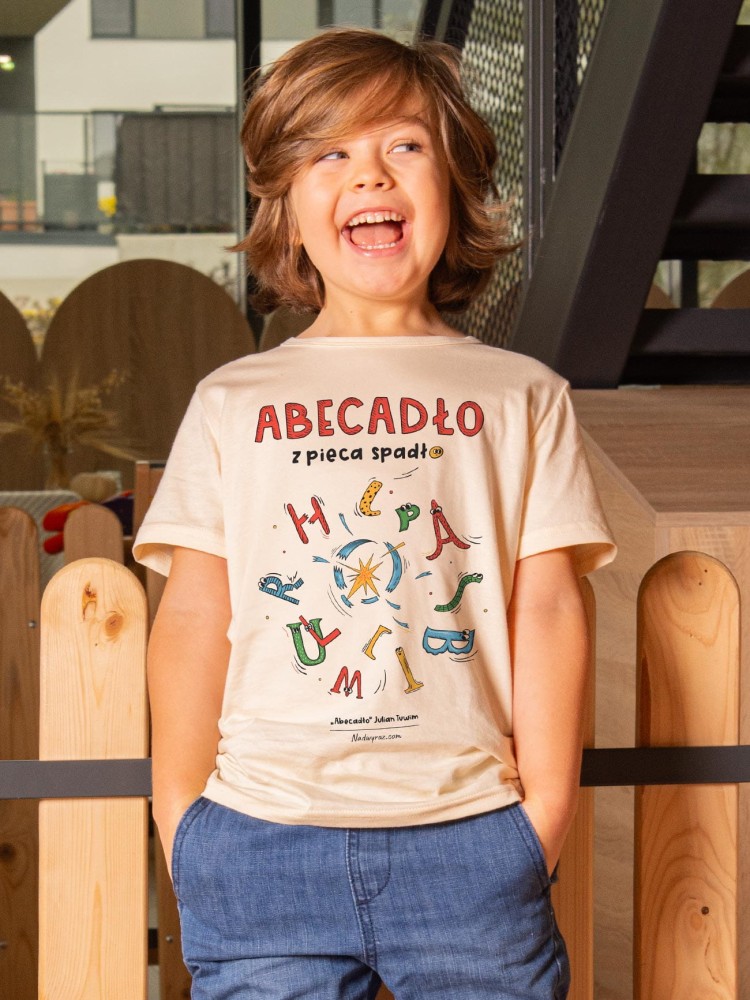 ABECADŁO Z PIECA SPADŁO / Julian Tuwim / koszulka dziecięca / beżowa