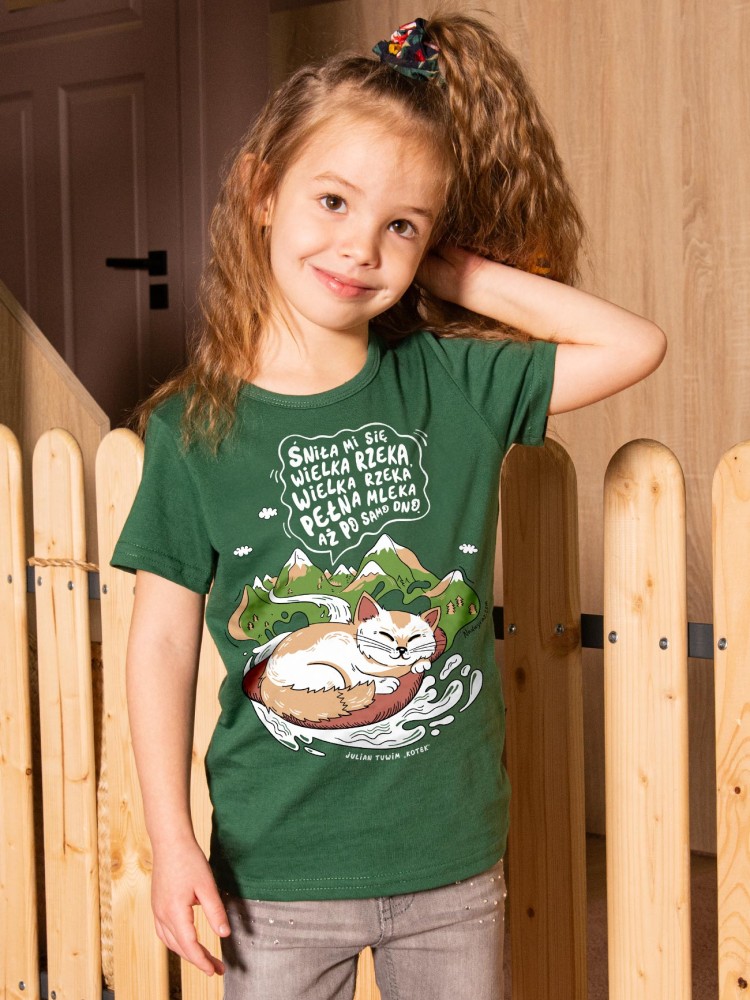 KOTEK / Julian Tuwim / koszulka dziecięca / zielona