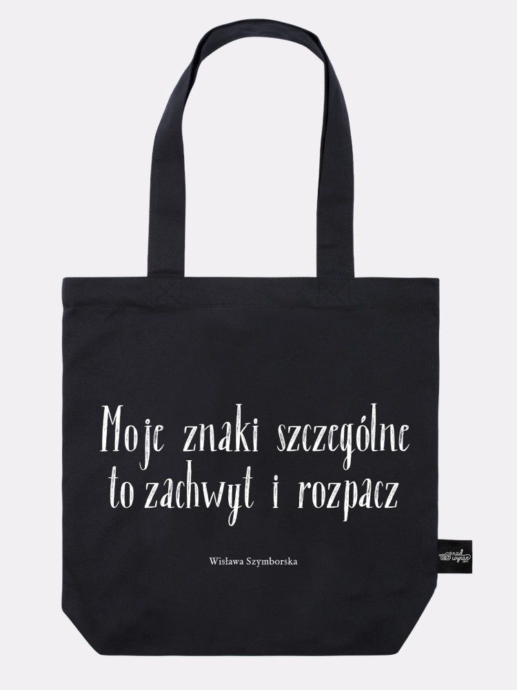 ZNAKI SZCZEGÓLNE / Wisława Szymborska / torba bawełniana / czarna