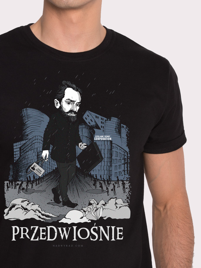 PRZEDWIOŚNIE / ŻEROMSKI / koszulka męska / czarna