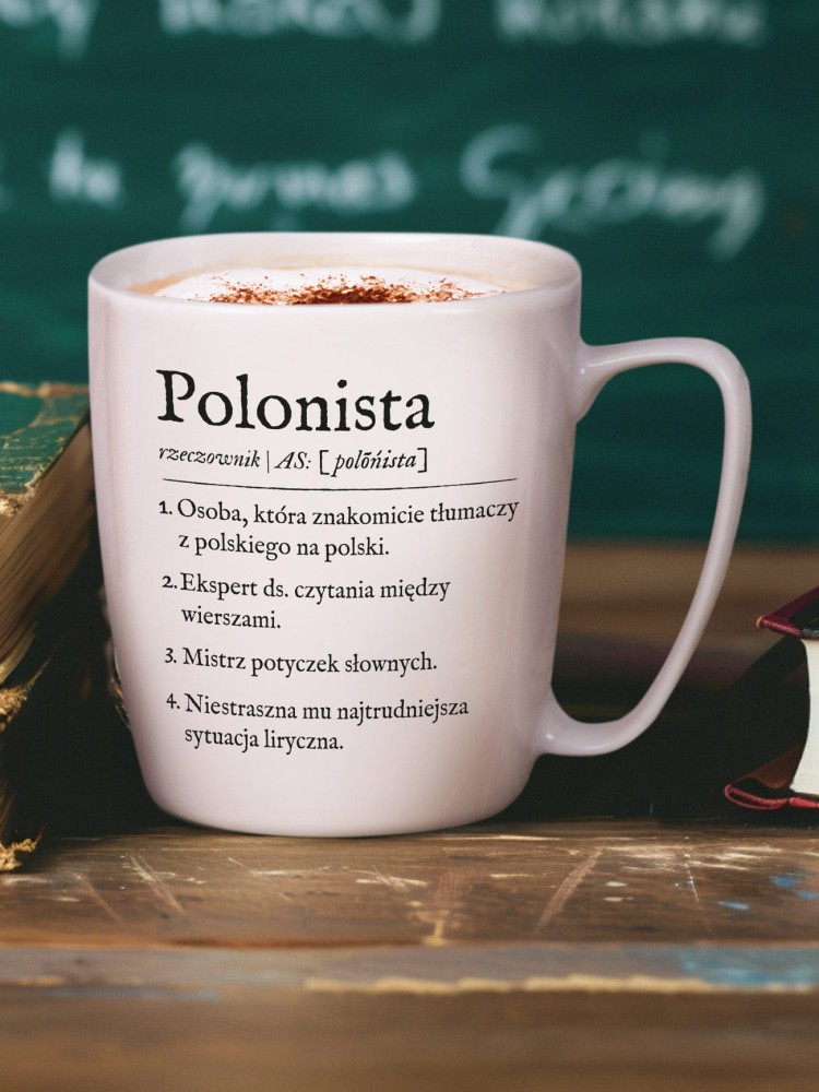 POLONISTA / kubek biały z uchem