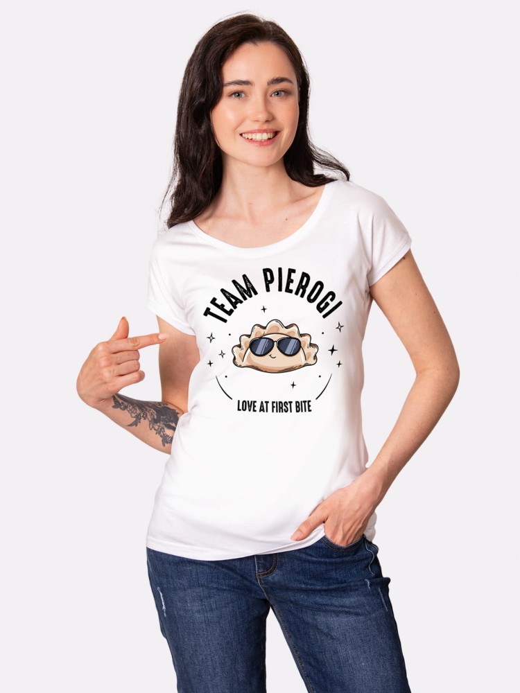 TEAM PIEROGI / koszulka damska / biała