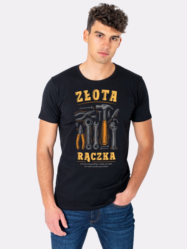 ZŁOTA RĄCZKA / koszulka męska / czarna