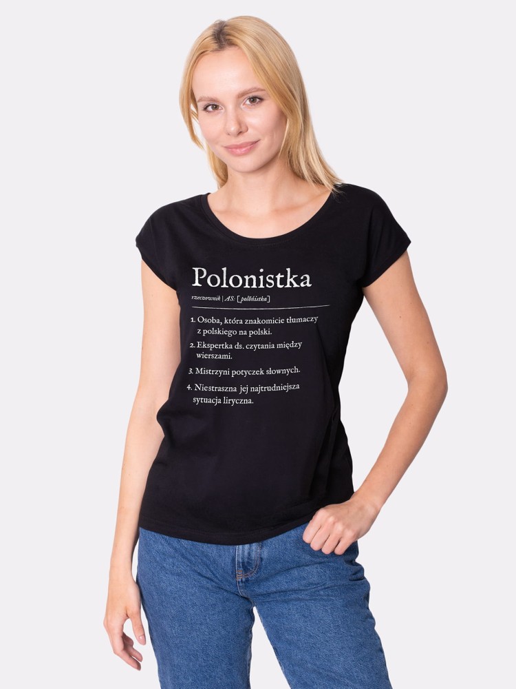 POLONISTKA / koszulka damska / czarna  