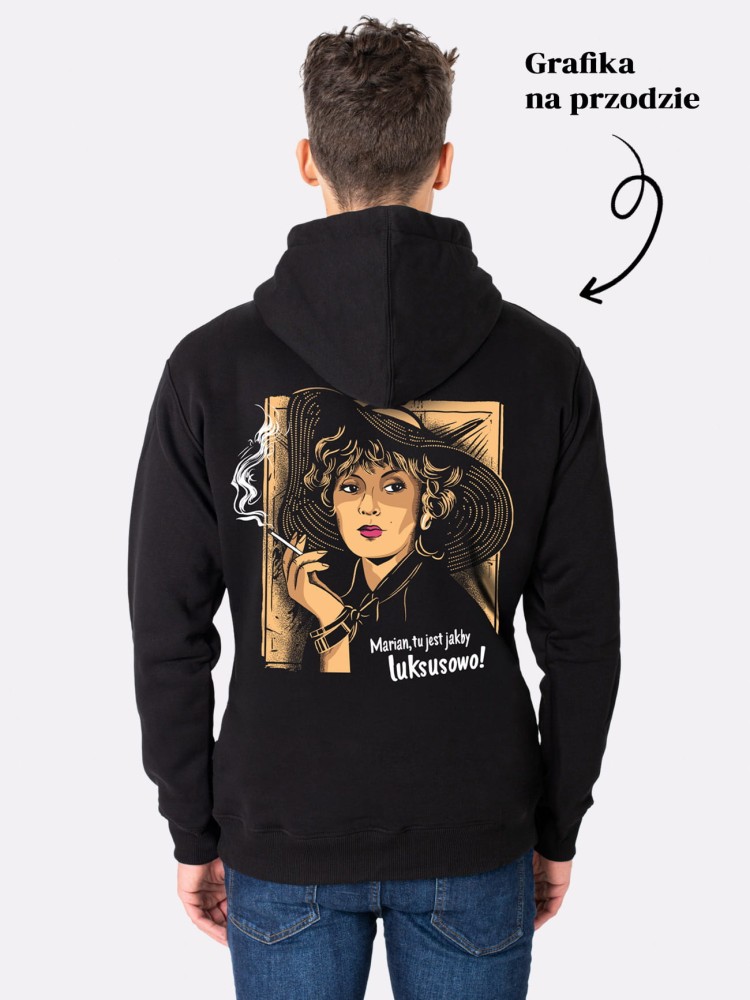 MARIAN, TU JEST JAKBY LUKSUSOWO! / bluza z kapturem męska / czarna  