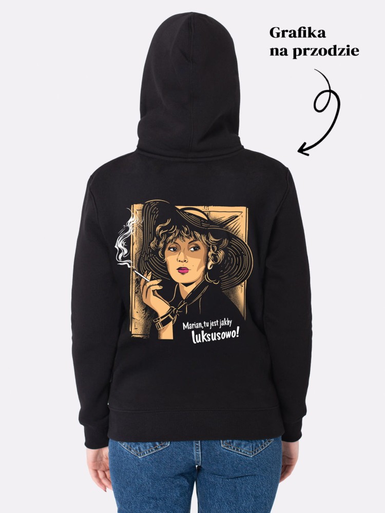 MARIAN, TU JEST JAKBY LUKSUSOWO! / bluza z kapturem damska / czarna