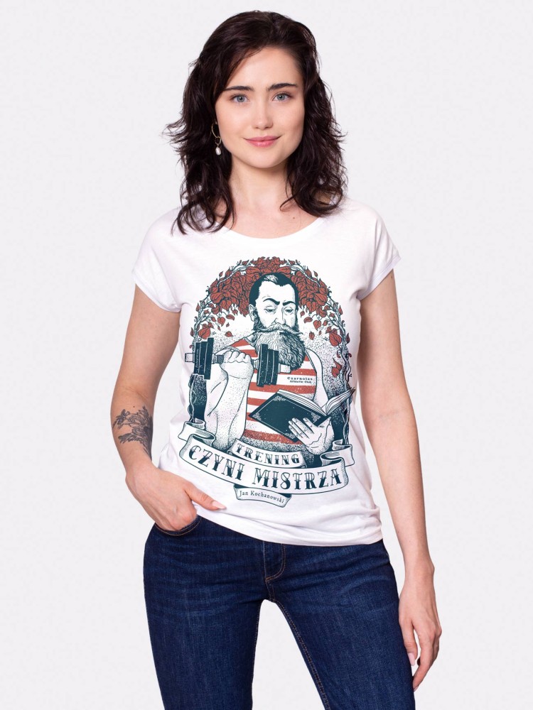 TRENING CZYNI MISTRZA / KOCHANOWSKI / koszulka damska / biała