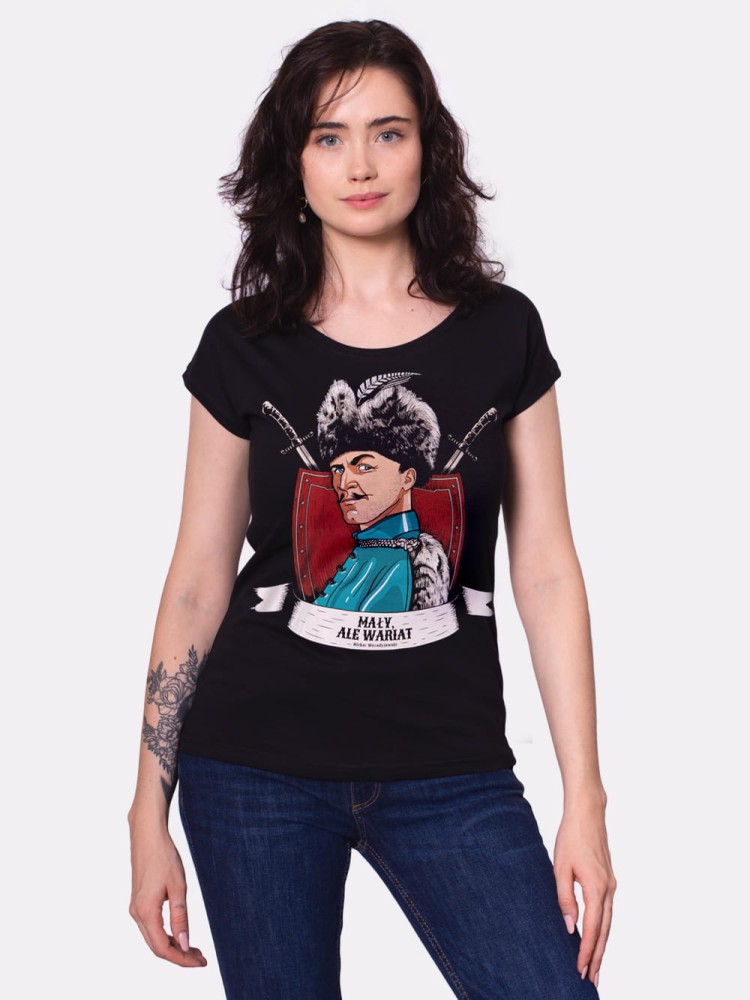 WOŁODYJOWSKI / MAŁY, ALE WARIAT / SIENKIEWICZ / koszulka damska / czarna