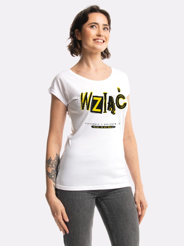 WZIĄĆ / koszulka damska / biała