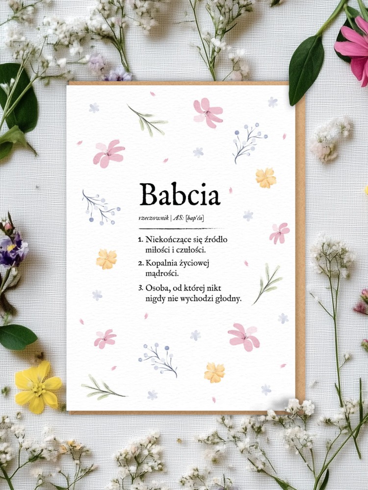 BABCIA / DEFINICJA BABCI / kartka okolicznościowa dla babci