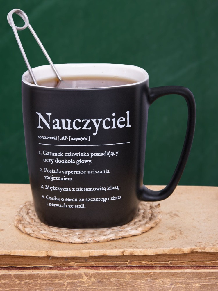 NAUCZYCIEL / kubek dla nauczyciela / czarny z uchem