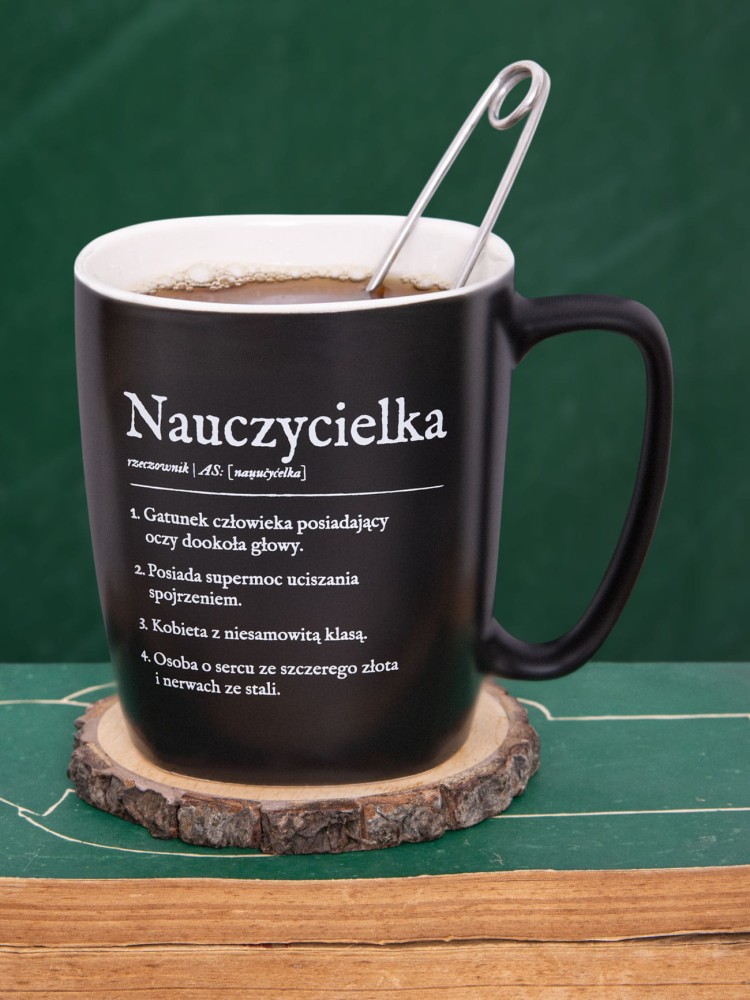 NAUCZYCIELKA / kubek dla nauczycielki / czarny z uchem