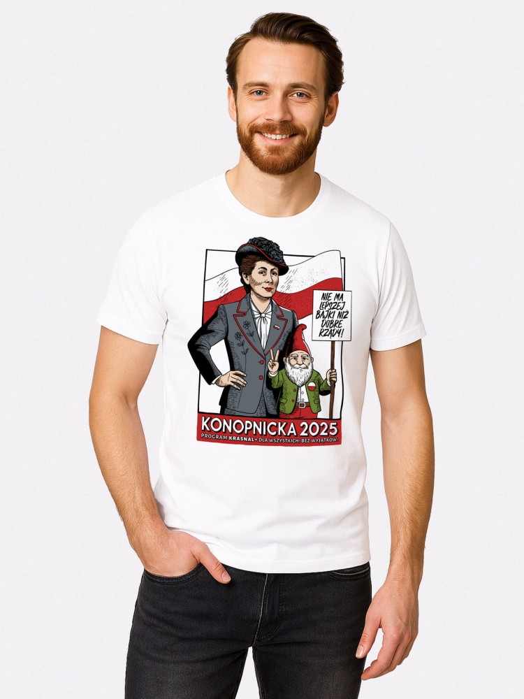 KONOPNICKA / KRASNAL+ / koszulka męska / biała