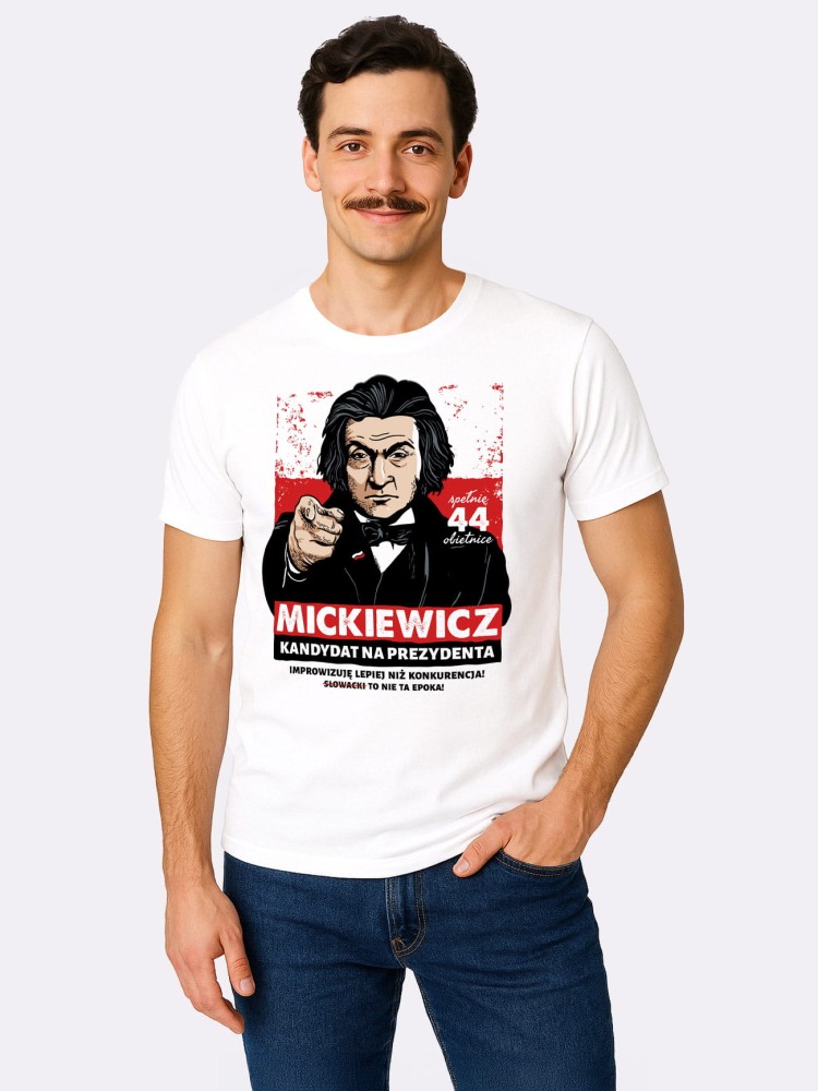MICKIEWICZ / KANDYDAT NA PREZYDENTA / koszulka męska / biała