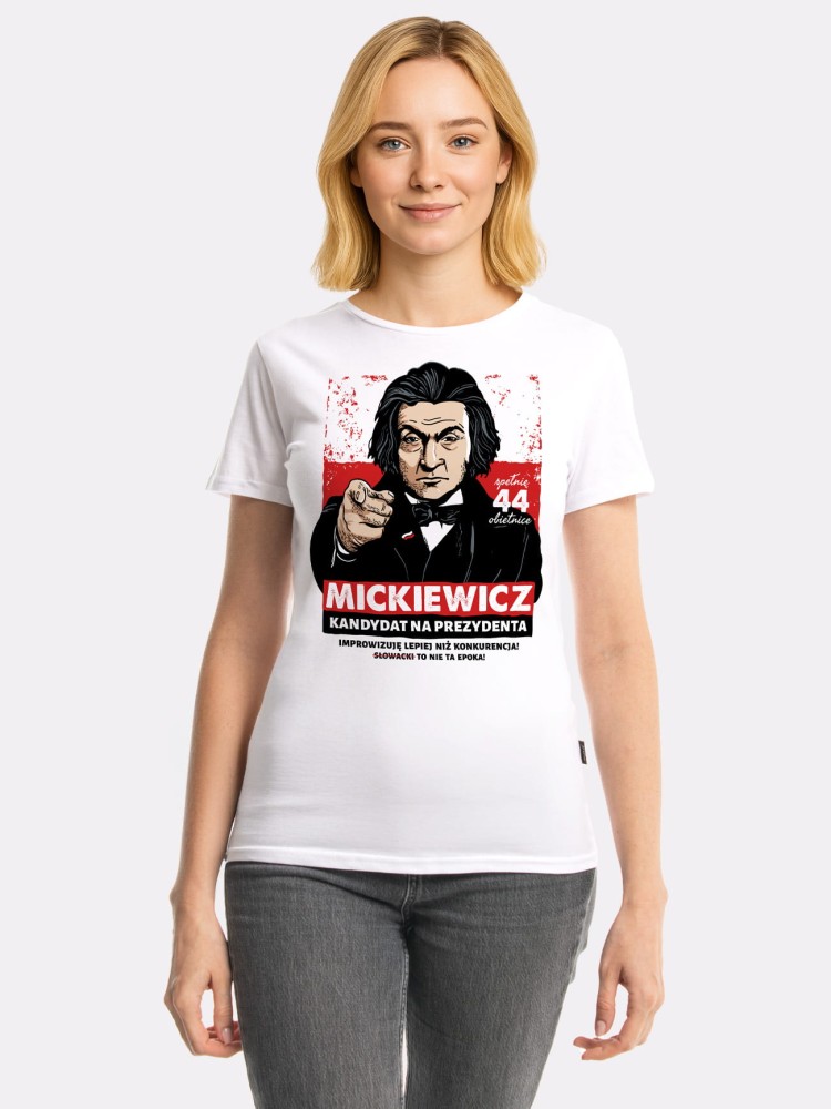 MICKIEWICZ / KANDYDAT NA PREZYDENTA / koszulka damska / biała